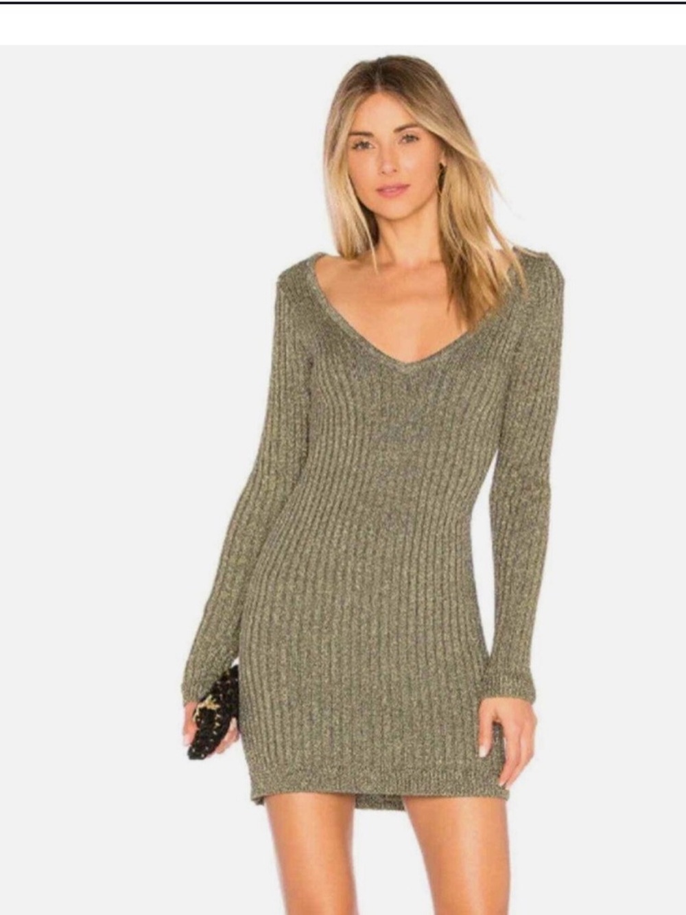 For Love & Lemons Gold Metallic Knit Dress size
M. NWT